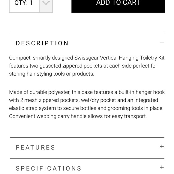 Swissgear Vertical Hanging Toiletry Kit -Like-New - Picture 6 of 13